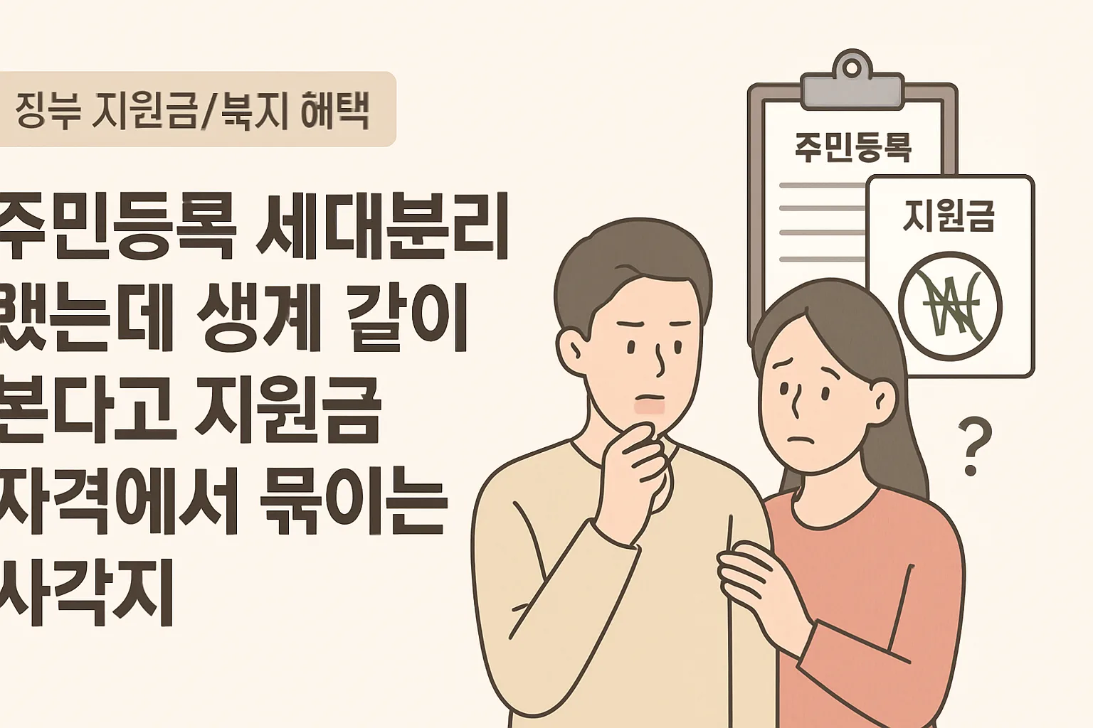 세대분리 했는데 생계 같이 봐 지원금 묶이는 사각지대