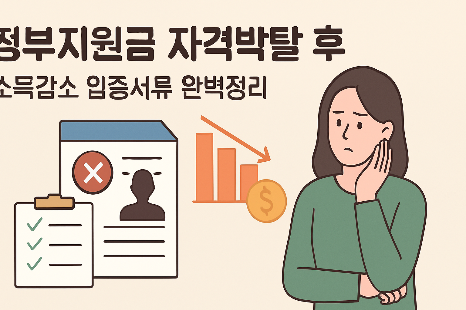 정부지원금 자격박탈 후 소득감소 입증서류 완벽정리