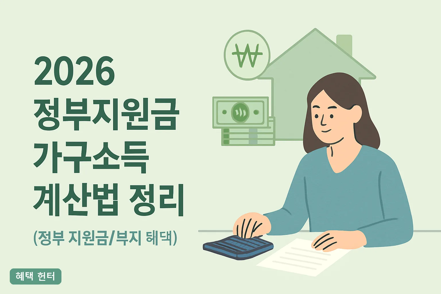 2026 정부지원금 가구소득 계산법 정리(소득인정액)