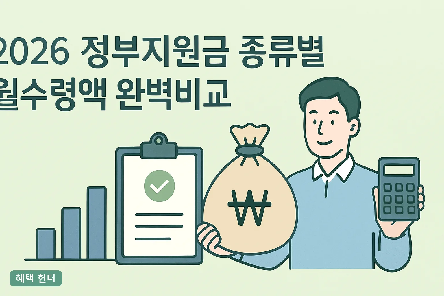 2026 정부지원금 종류별 월수령액 완벽비교표