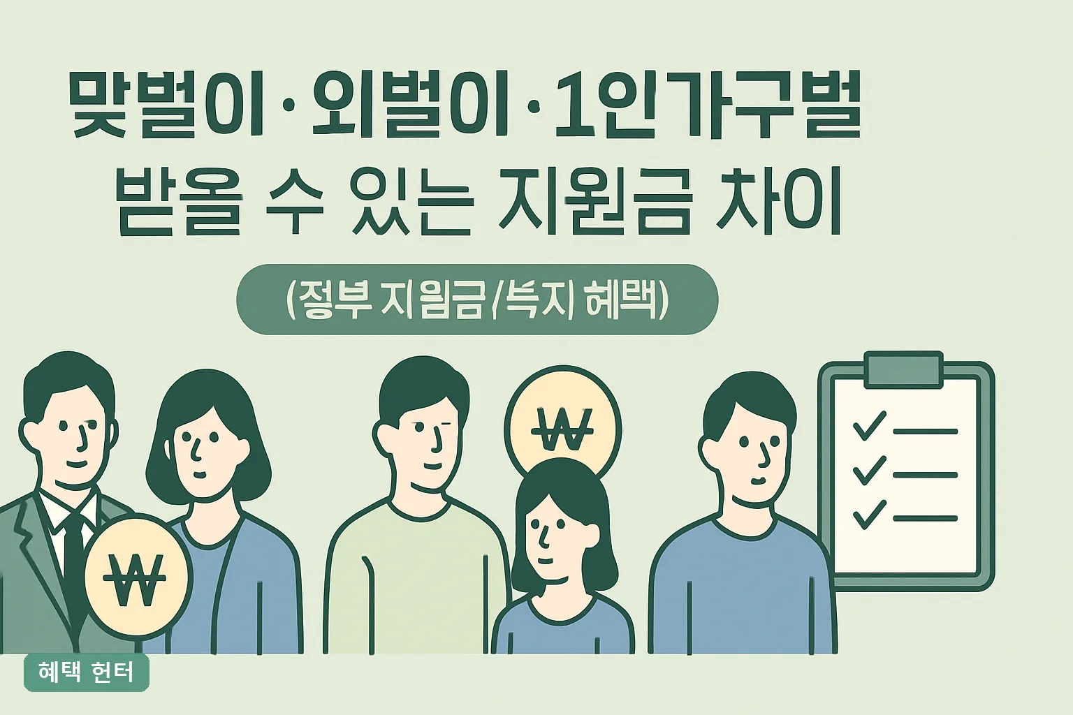 맞벌이·외벌이·1인가구별 지원금 차이 총정리
