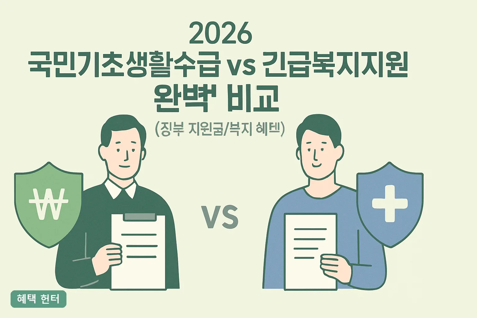 2026 국민기초생활수급 vs 긴급복지지원 완벽 비교