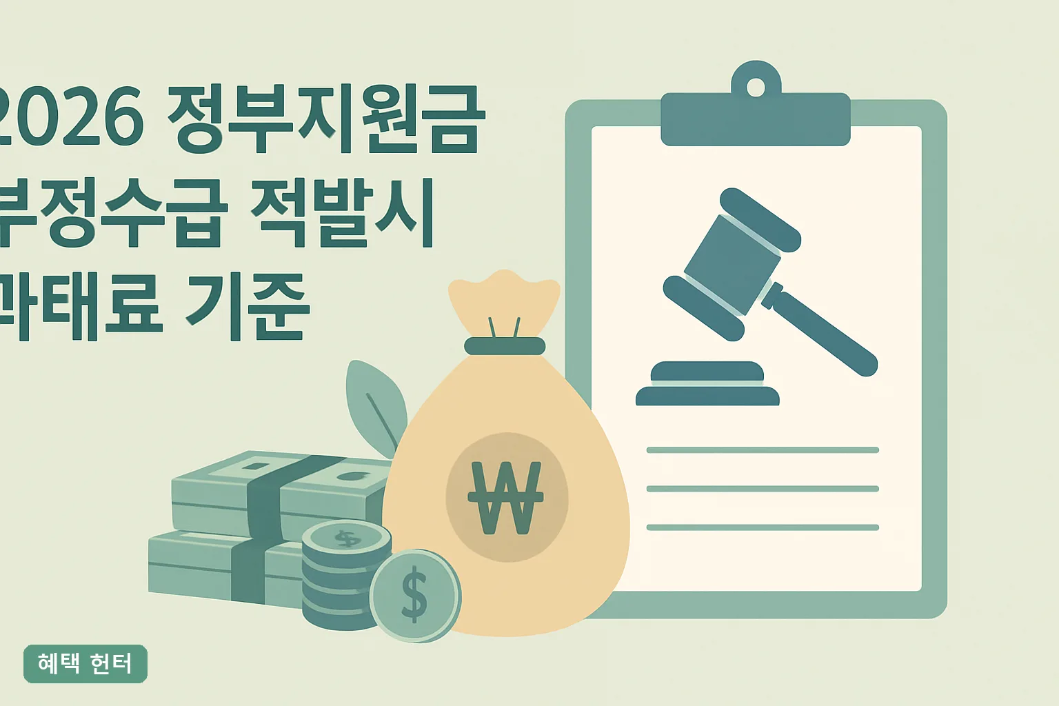 2026 정부지원금 부정수급 적발시 과태료 기준 총정리｜제재부가금 5배·환수 절차까지