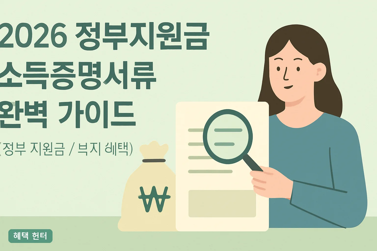 2026 정부지원금 소득증명서류 완벽 가이드|서류 7종·발급처·유효기간·수수료 총정리