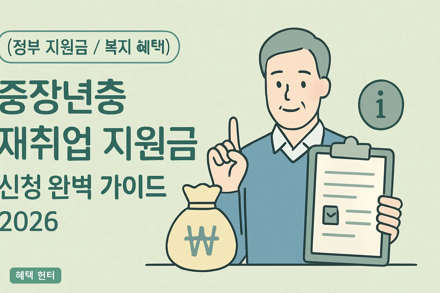 ** 중장년층 재취업 지원금 신청 완벽 가이드 2026｜40세 이상 최대 1,140만원 받는 법 **